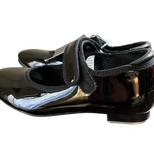 Tap Dance Shoes Kids Size 12 Danskin Freestyle Girls Black Straps Patten Leather